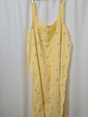 Yellow Floral Embroidered Nightgown with Lace Straps 3X